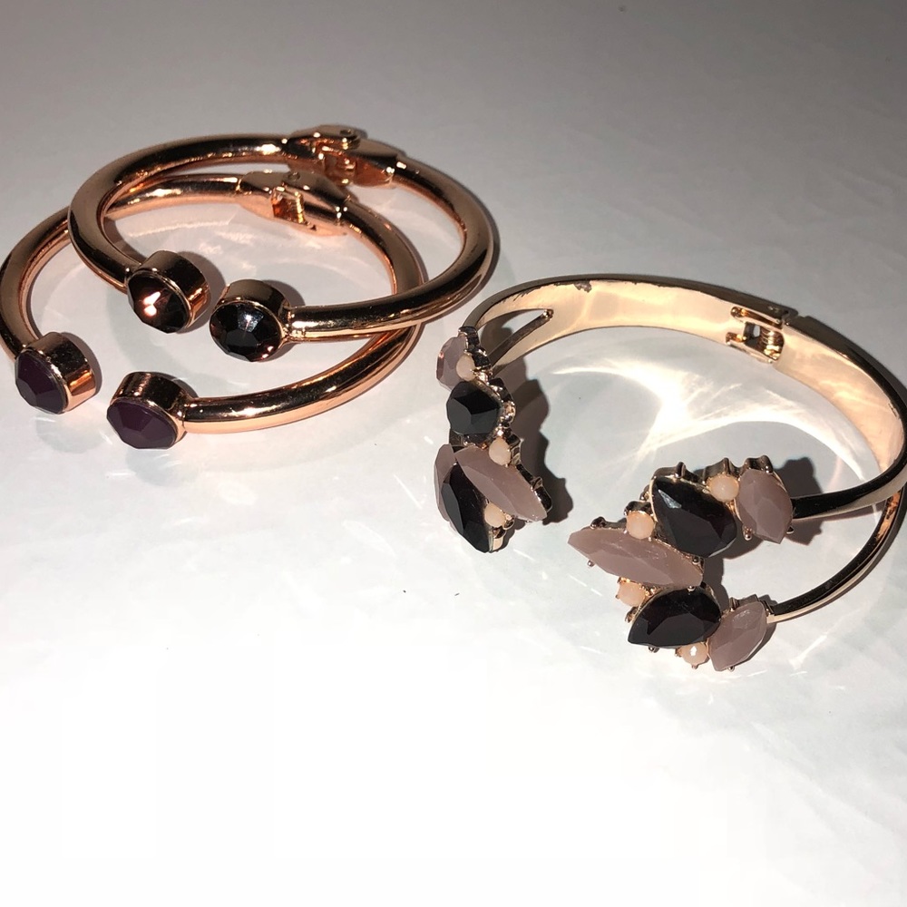 3 Rose Gold Hinged Cuff Bracelets